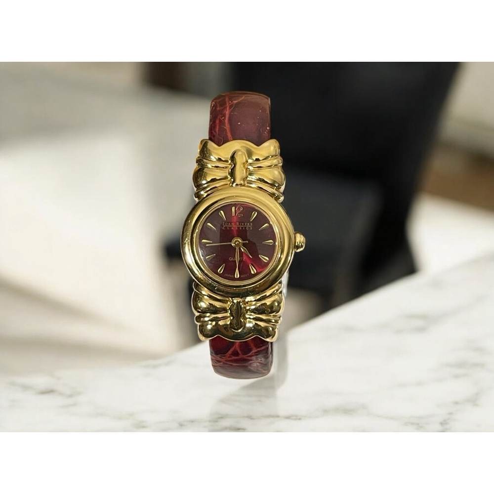 Joan Rivers Classics Red and gold tone Bow & Bangle Watch, Red, Japan Movement